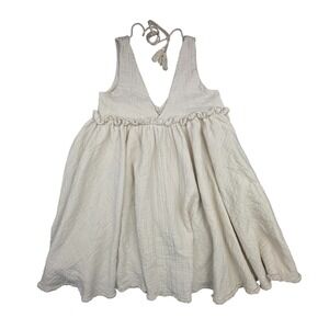 One Teaspoon Dress Womens Size XXS Cream V Neck Oversize Babydoll Pockets Cotton